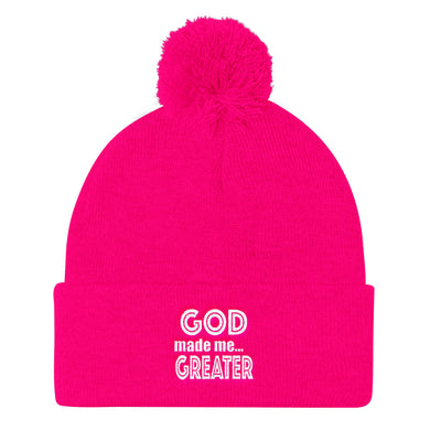 God Made Me Greater Pom Pom Knit Cap