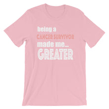 Load image into Gallery viewer, Being A Cancer Survivor Made Me Greater Short-Sleeve Unisex T-Shirt